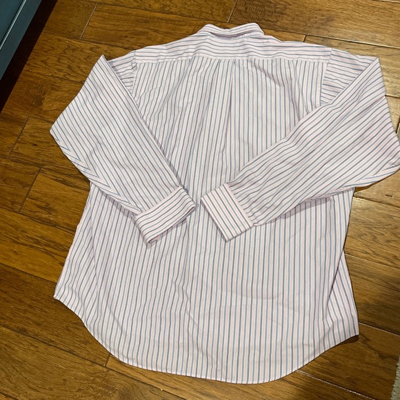 Chaps Twill Dress Shirt 17-17 1/2 (36/37) XLarge 17-17.5 Long Sleeve Pink/ Navy - Picture 10 of 12